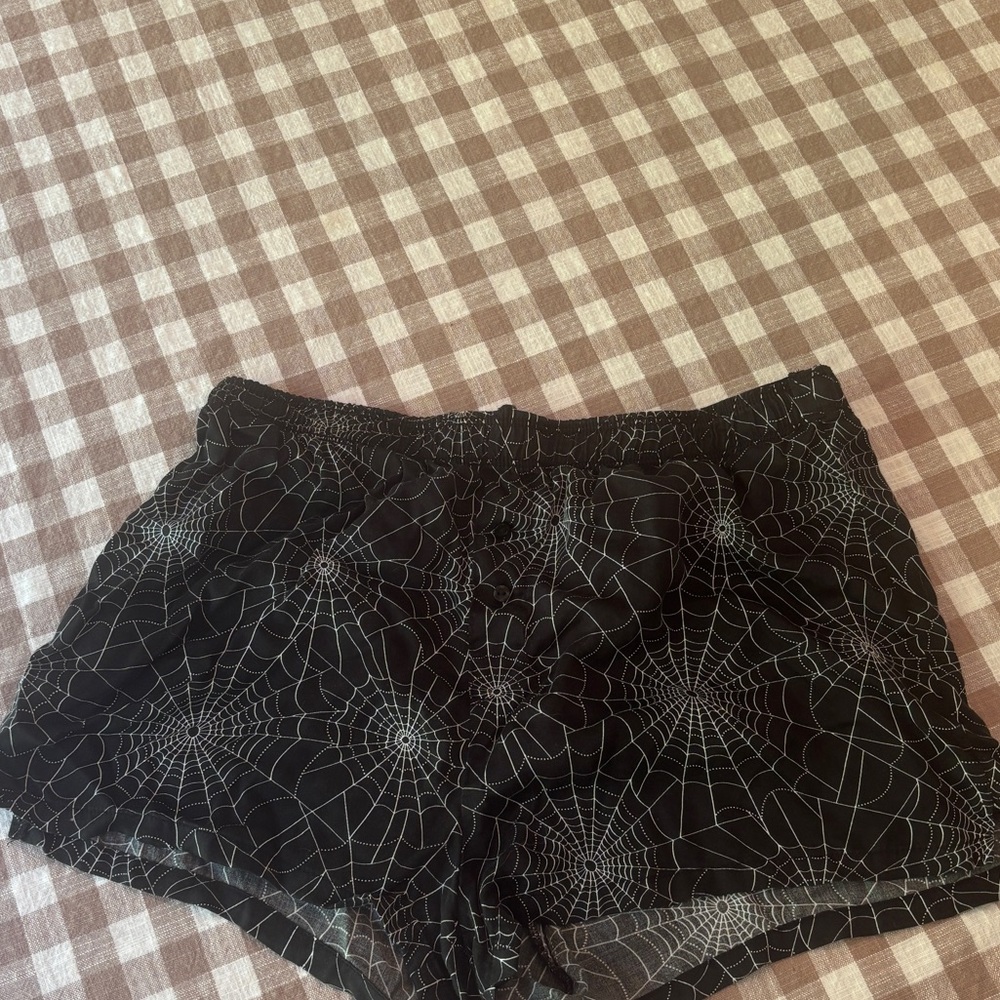 PINK Victoria's Secret Black Spiderweb Pajama Shorts